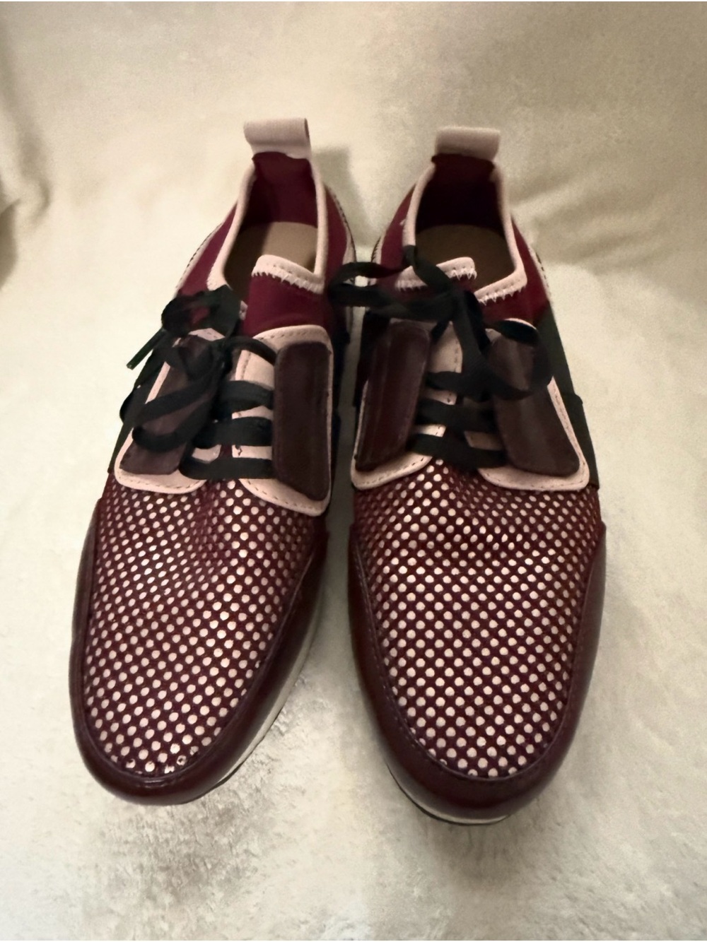 a new day Burgundy and Light Pink Mesh Lace-Up Sneakers